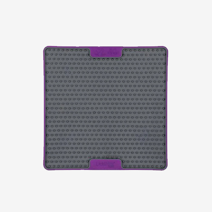 Purple and grey pet silicone lickimat container with rounded corners and a clean, simple design.
