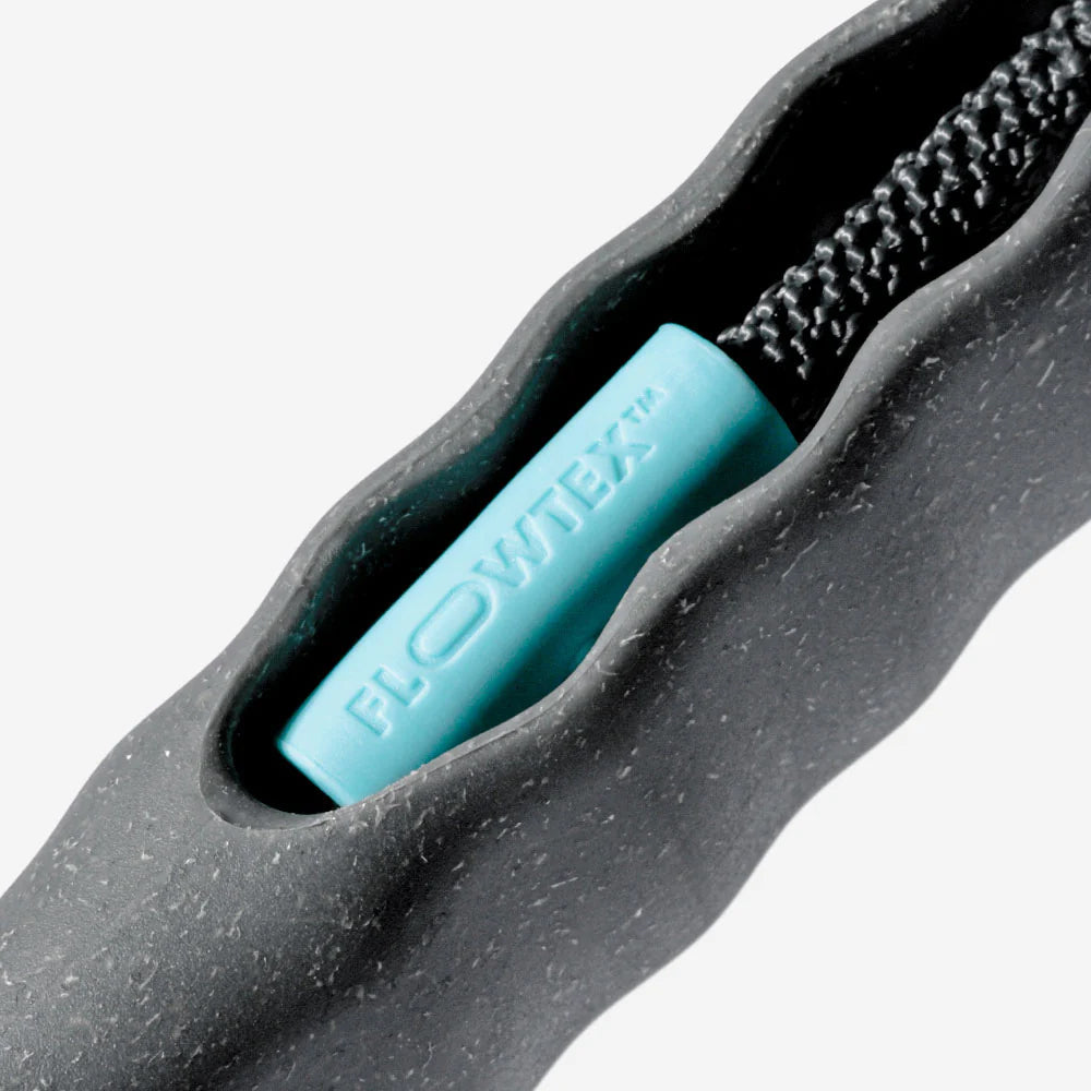 Close up of zee dogs turquoise flowtex toggle on pull cord