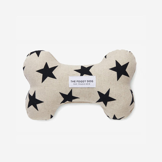 Black Stars | Squeaky Bone Dog Toy