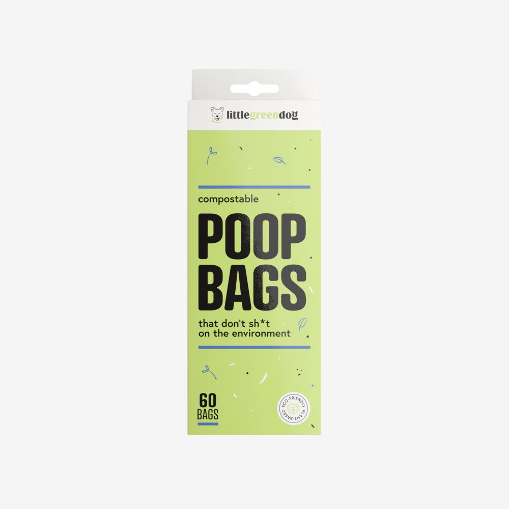 lime green box poop bag packaging. With the little green dog logo on.