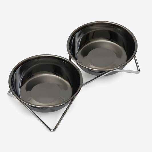 Designer Pet Bowl by Bendo is made for kitty cats who prefer a seat at the table, MEOW MEOW brings fine dining back to ground level. An ultra-lux cat bowl, elevated by a minimalist, powder-coated steel stand. Shop Online at StevieLicksx® Pet Boutique and general supplies store.