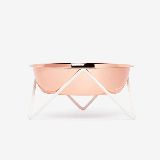 Woof Dog Bowl | White & Copper