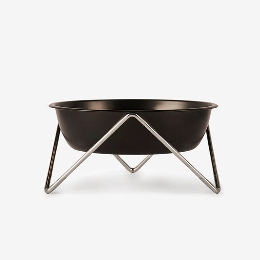 Woof Dog Bowl | Chrome & Black