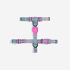 Zee Dog H Harness in purple turquoise and pink